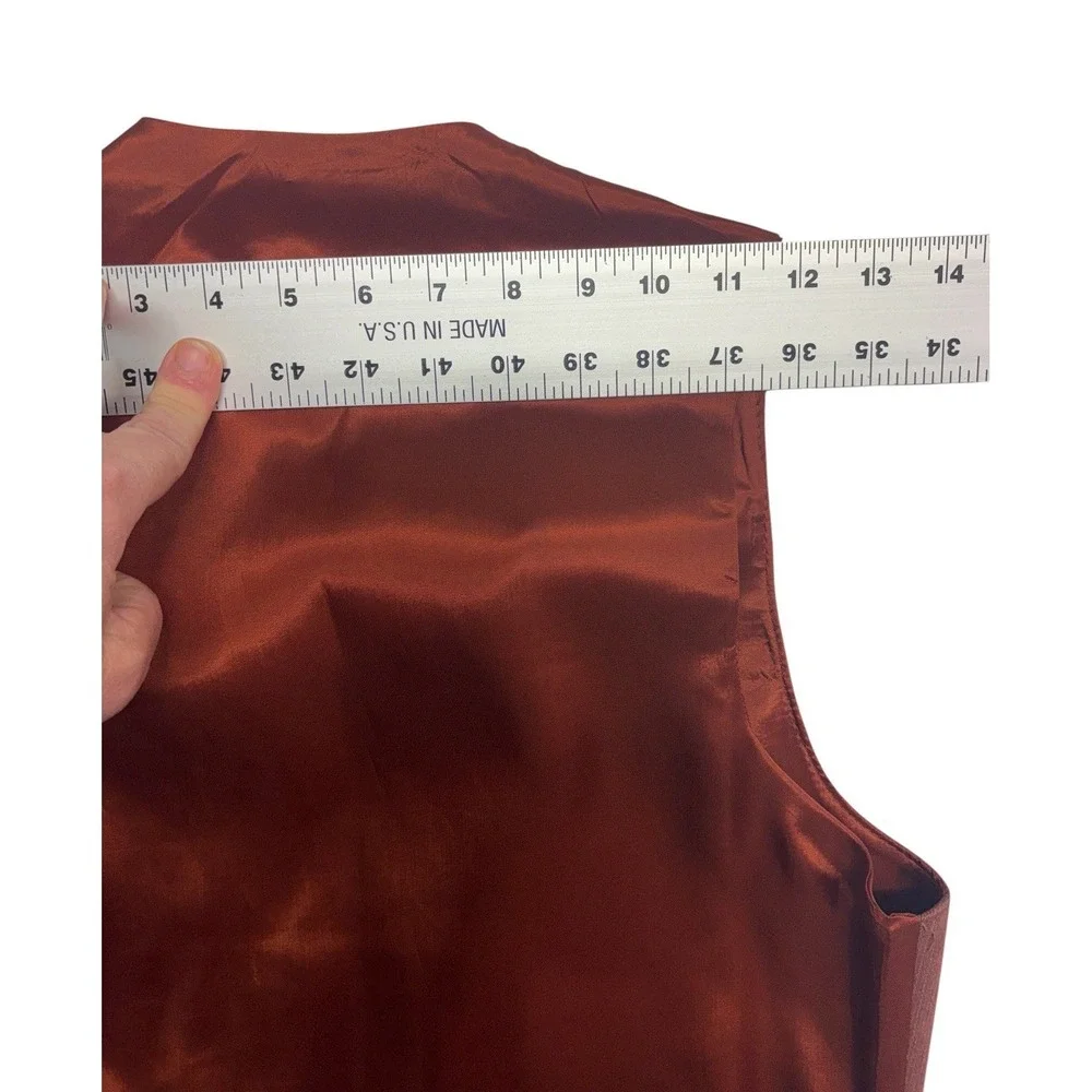 vtg 70s Rust Brown 36R Slim Suit‎ Vest Waistcoat Retro Disco Mens Cotton Blend